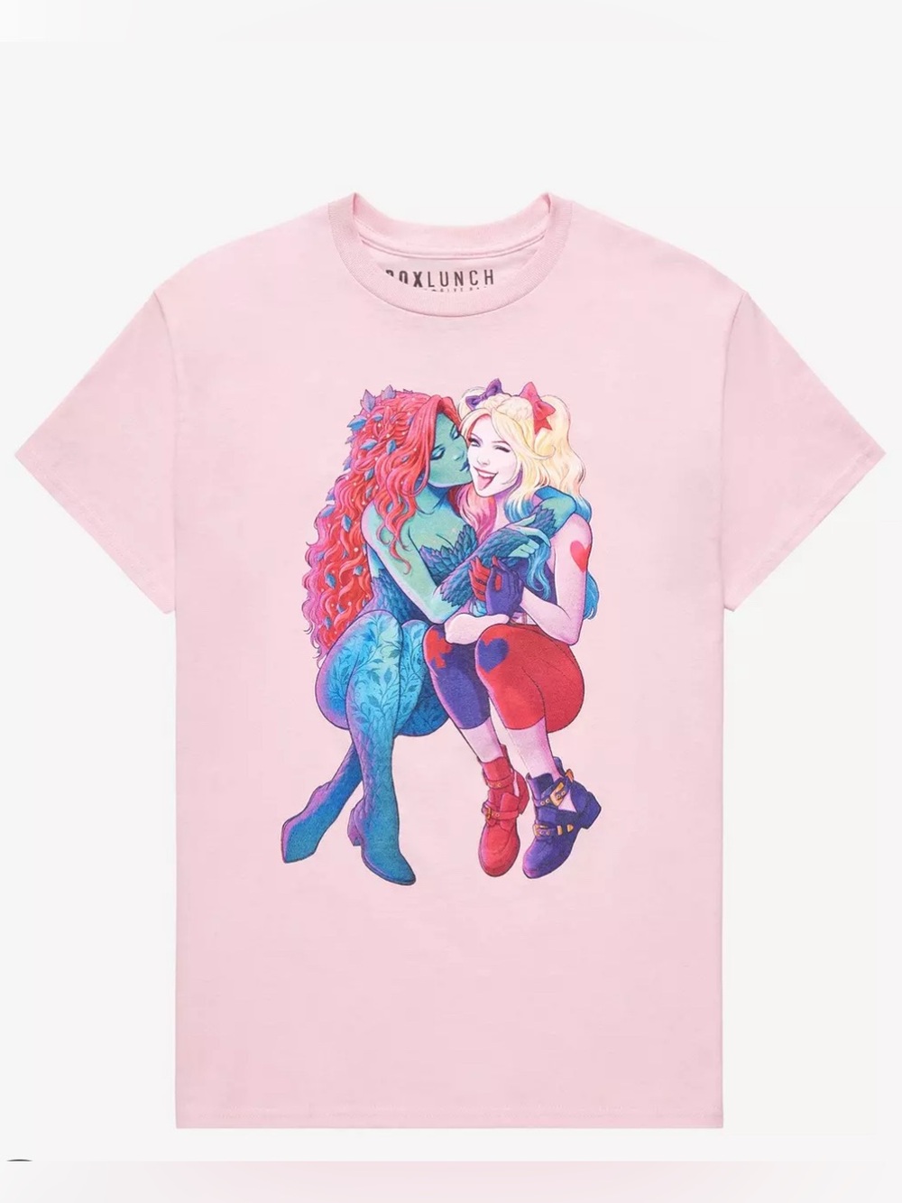 DC Comics Poison Ivy & Harley Quinn Kiss Women’s T-Shirt Pink BoxLunch Exclusive